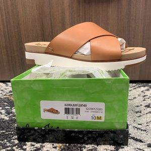 Sam Edelman Audrea Crisscross Leather Slides Buff 10